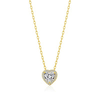 Gold Plated Heart Halo Necklace Created with Zircondia® Crystals