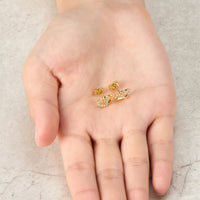 Gold Plated Heart Link Earrings Created with Zircondia® Crystals