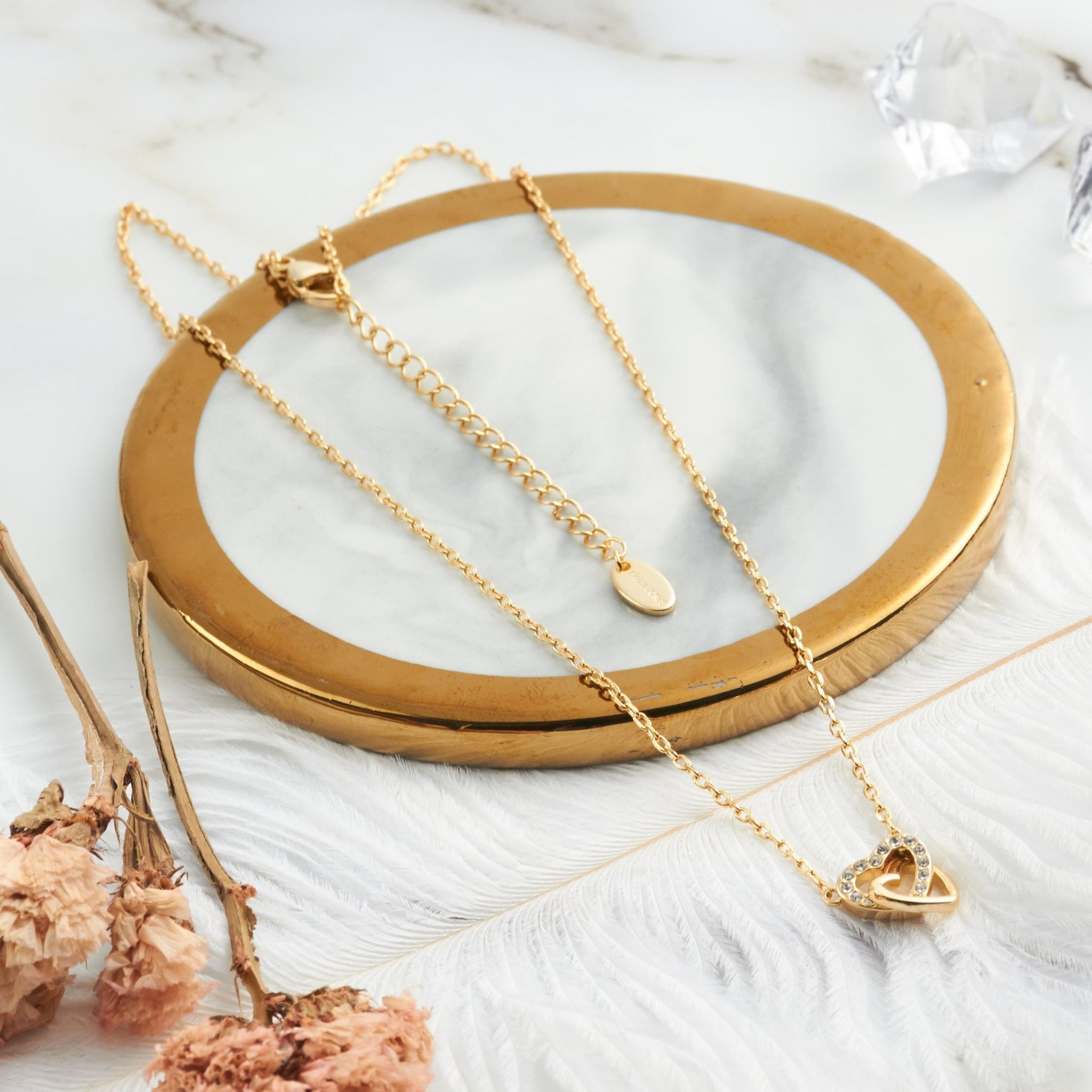 Gold Plated Heart Link Necklace Created with Zircondia® Crystals