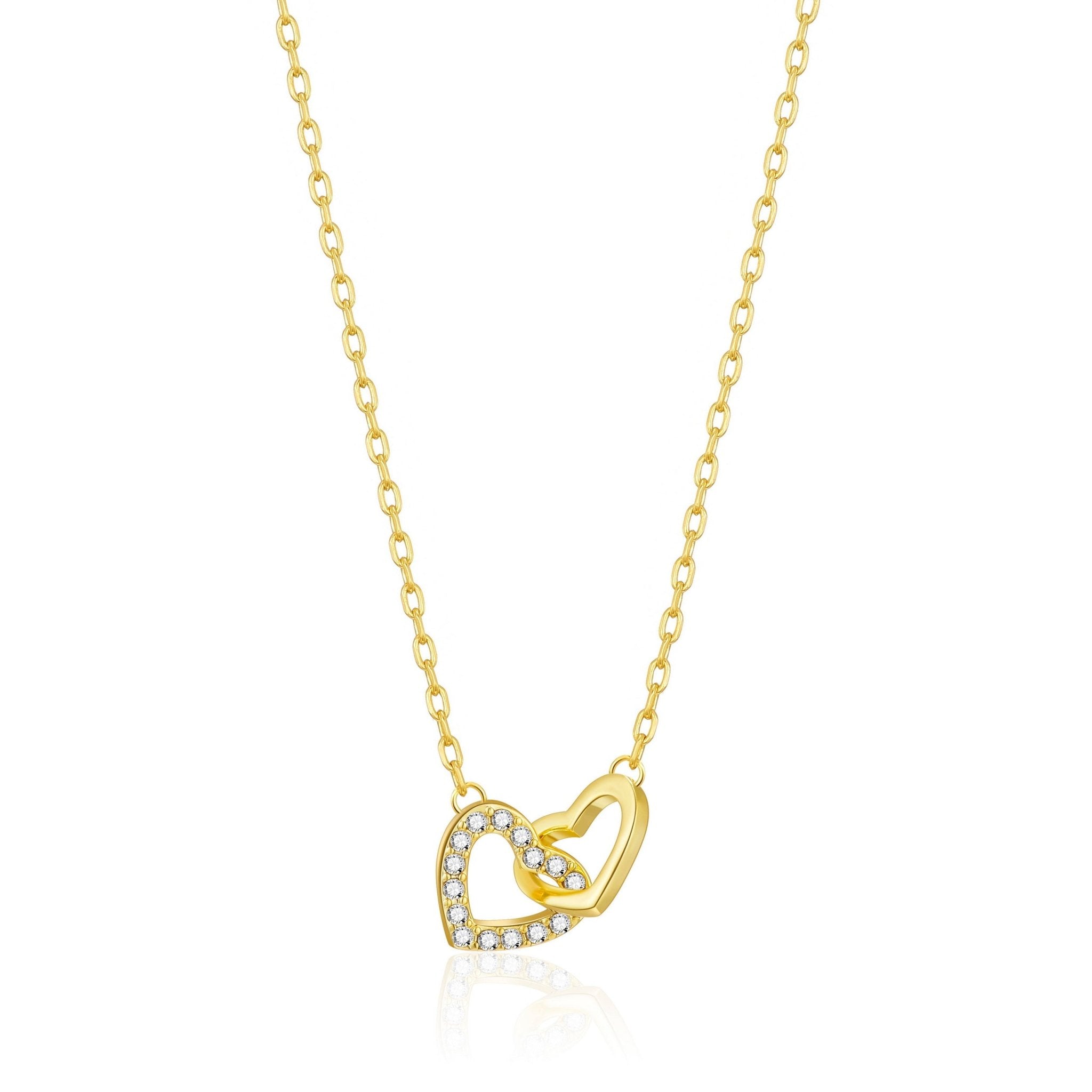 Gold Plated Heart Link Necklace Created with Zircondia® Crystals