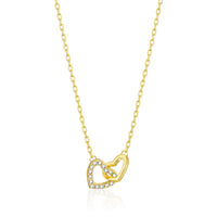 Gold Plated Heart Link Necklace Created with Zircondia® Crystals
