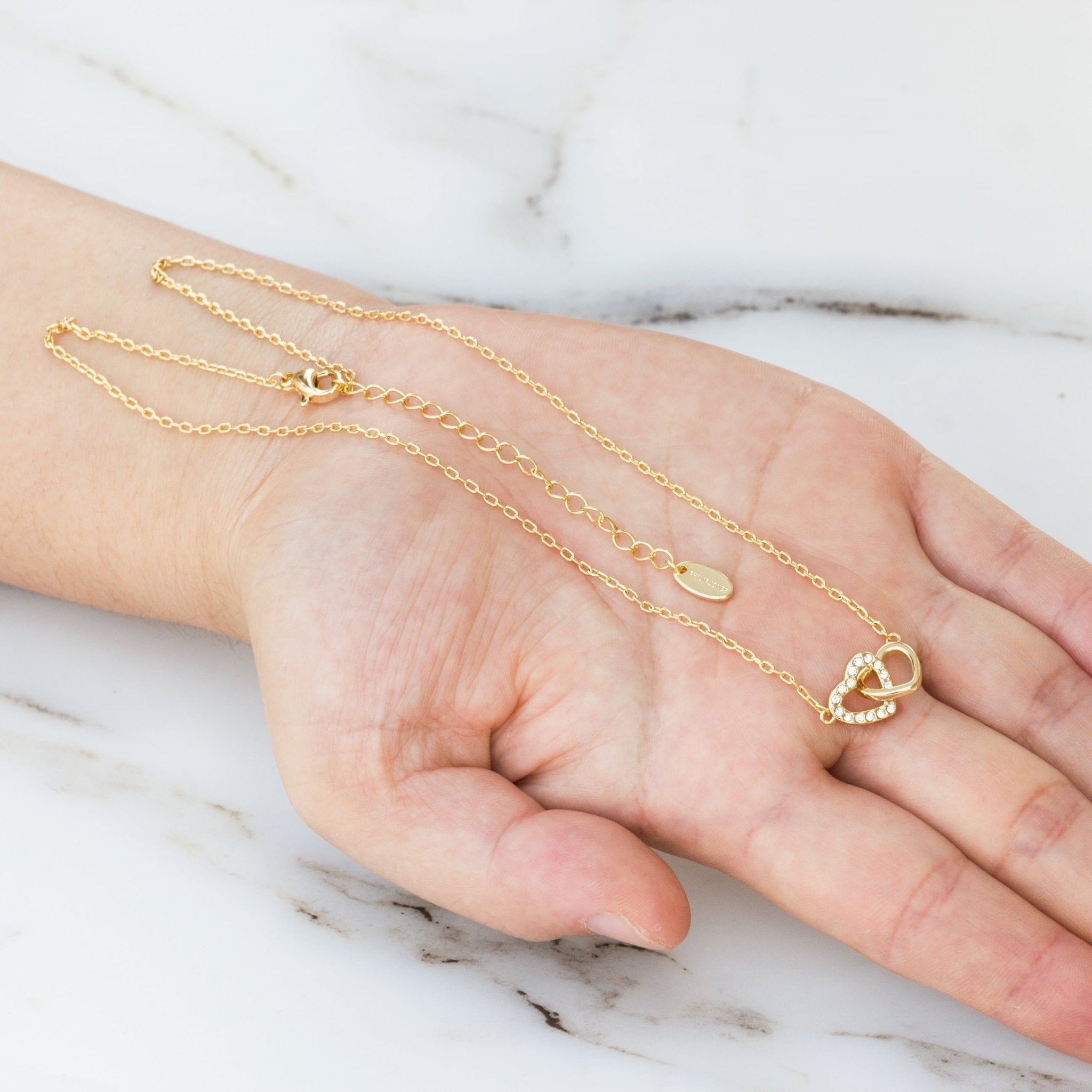 Gold Plated Heart Link Necklace Created with Zircondia® Crystals