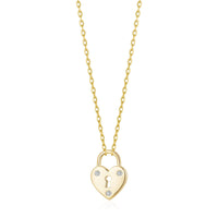 Gold Plated Heart Padlock Necklace Created with Zircondia® Crystals