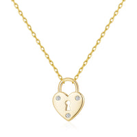 Gold Plated Heart Padlock Necklace Created with Zircondia® Crystals