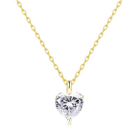 Gold Plated Heart Solitaire Necklace Created with Zircondia® Crystals