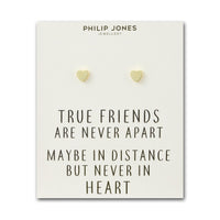 Gold Plated Heart Stud Earrings with Quote Card