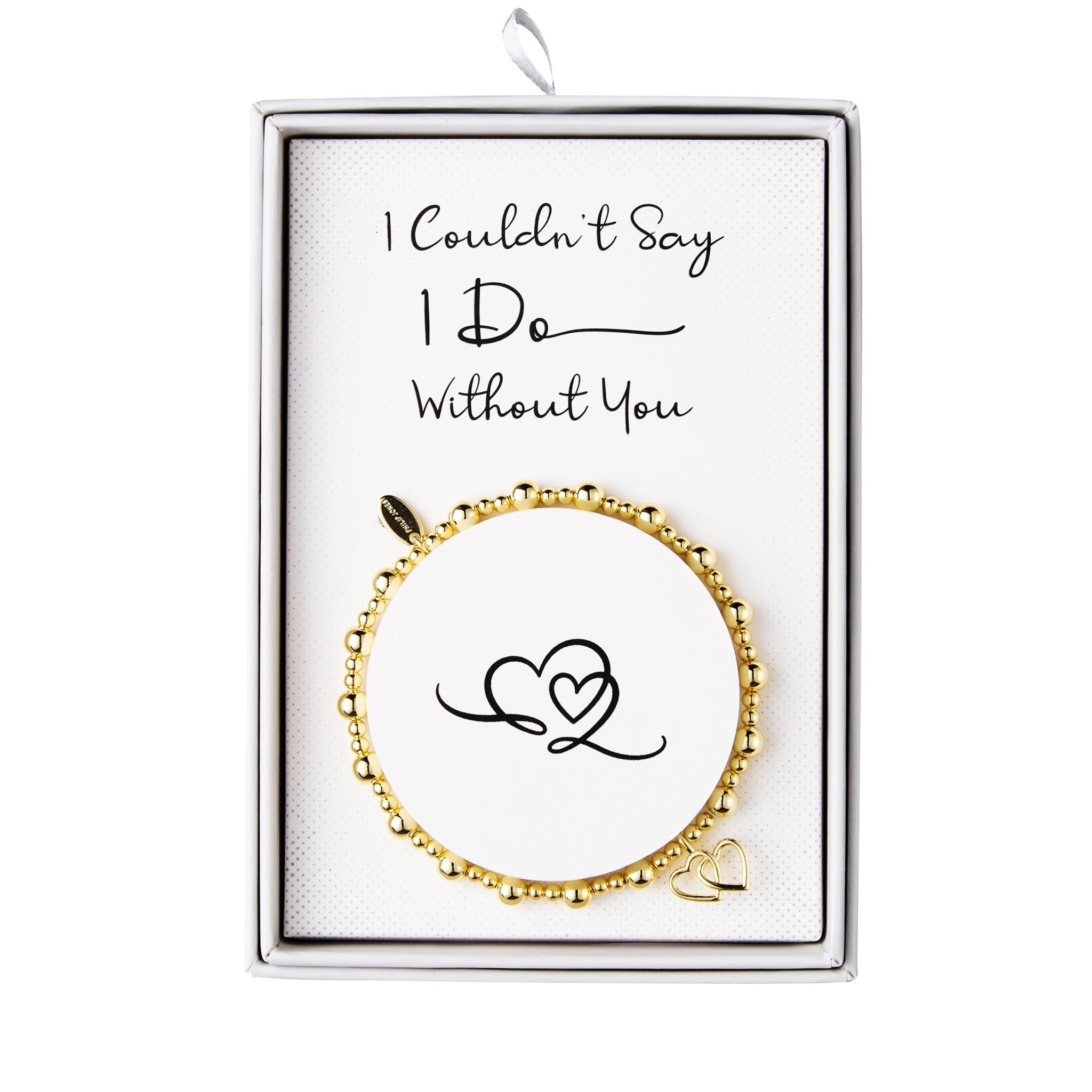 Gold Plated I Couldn't Say I Do Without You Heart Link Stretch Bracelet with Gift Box