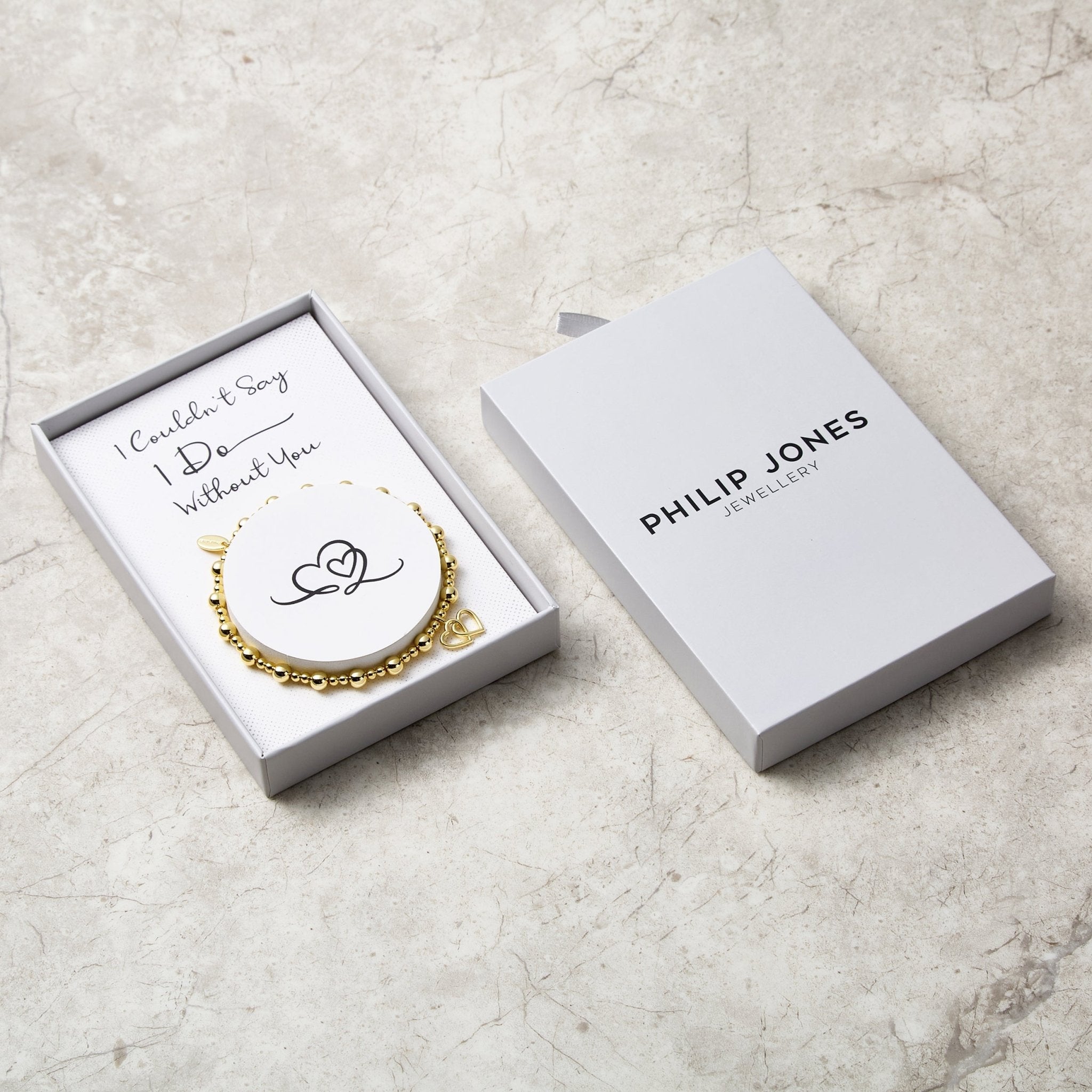 Gold Plated I Couldn't Say I Do Without You Heart Link Stretch Bracelet with Gift Box