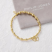 Gold Plated I Couldn't Say I Do Without You Heart Link Stretch Bracelet with Gift Box