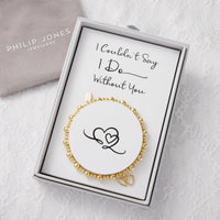 Gold Plated I Couldn't Say I Do Without You Heart Link Stretch Bracelet with Gift Box