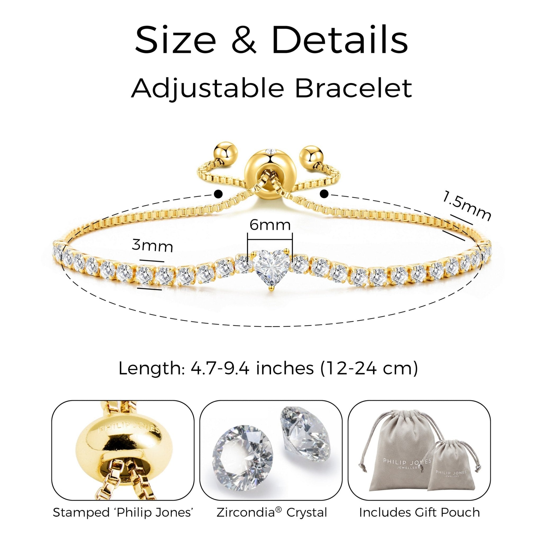 Gold Plated I Couldn't Say I Do Without You Heart Solitaire Bracelet with Zircondia® Crystals