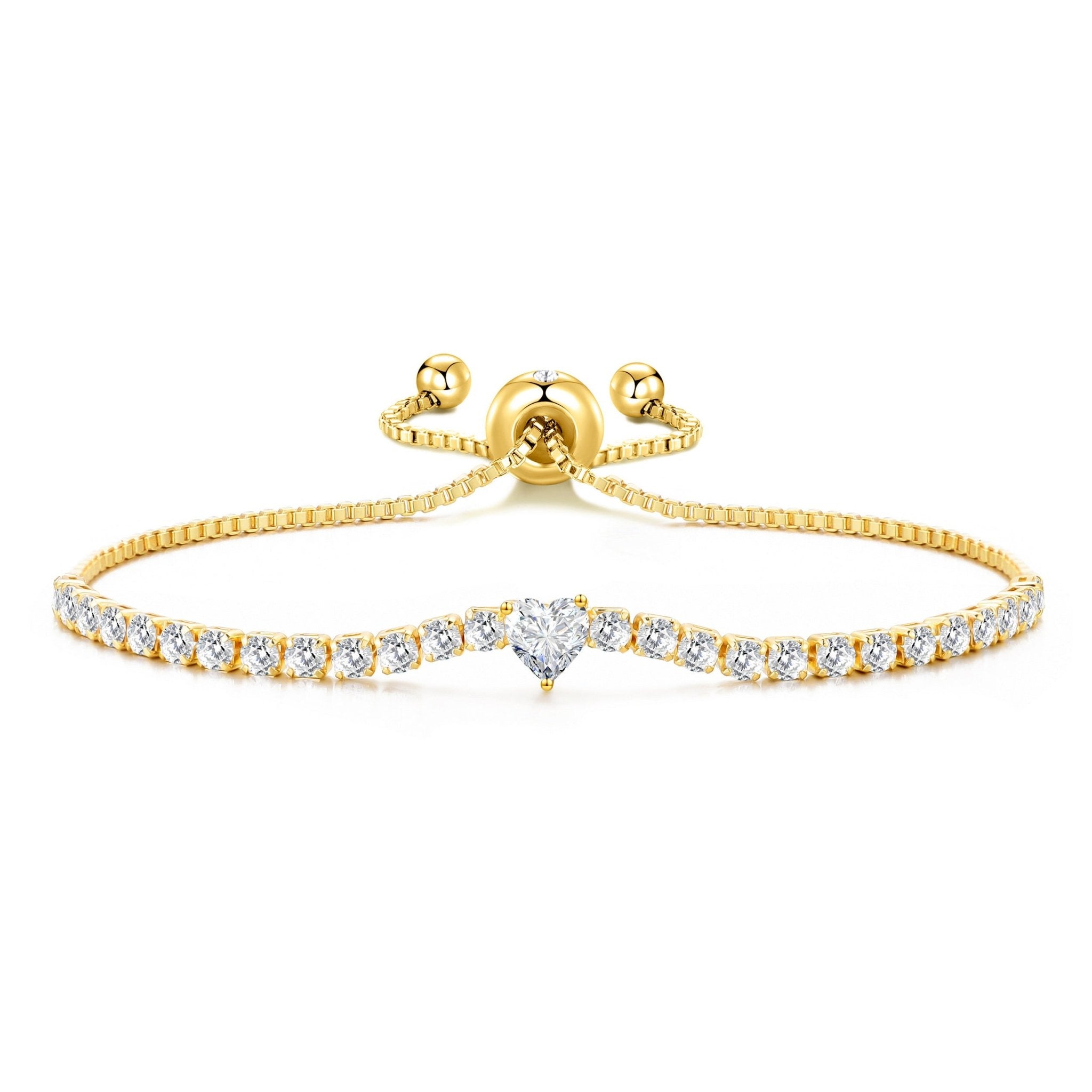 Gold Plated I Couldn't Say I Do Without You Heart Solitaire Bracelet with Zircondia® Crystals