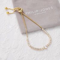 Gold Plated I Couldn't Say I Do Without You Heart Solitaire Bracelet with Zircondia® Crystals