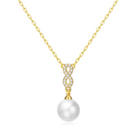 Gold Plated I Couldn't Say I Do Without You Infinity Pearl Wedding Drop Necklace with Zircondia® Crystals