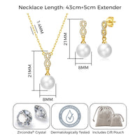 Gold Plated I Couldn't Say I Do Without You Infinity Pearl Drop Set with Zircondia® Crystals