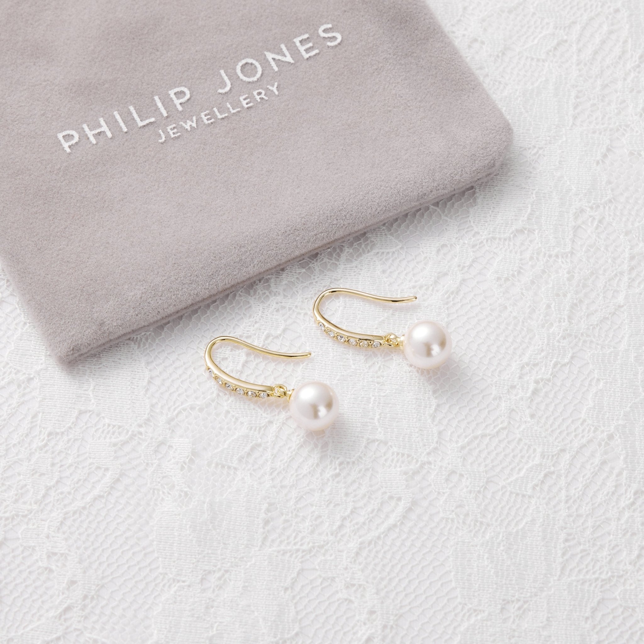 Gold Plated I Couldn't Say I Do Without You Pearl Drop Earrings Created with Zircondia® Crystals
