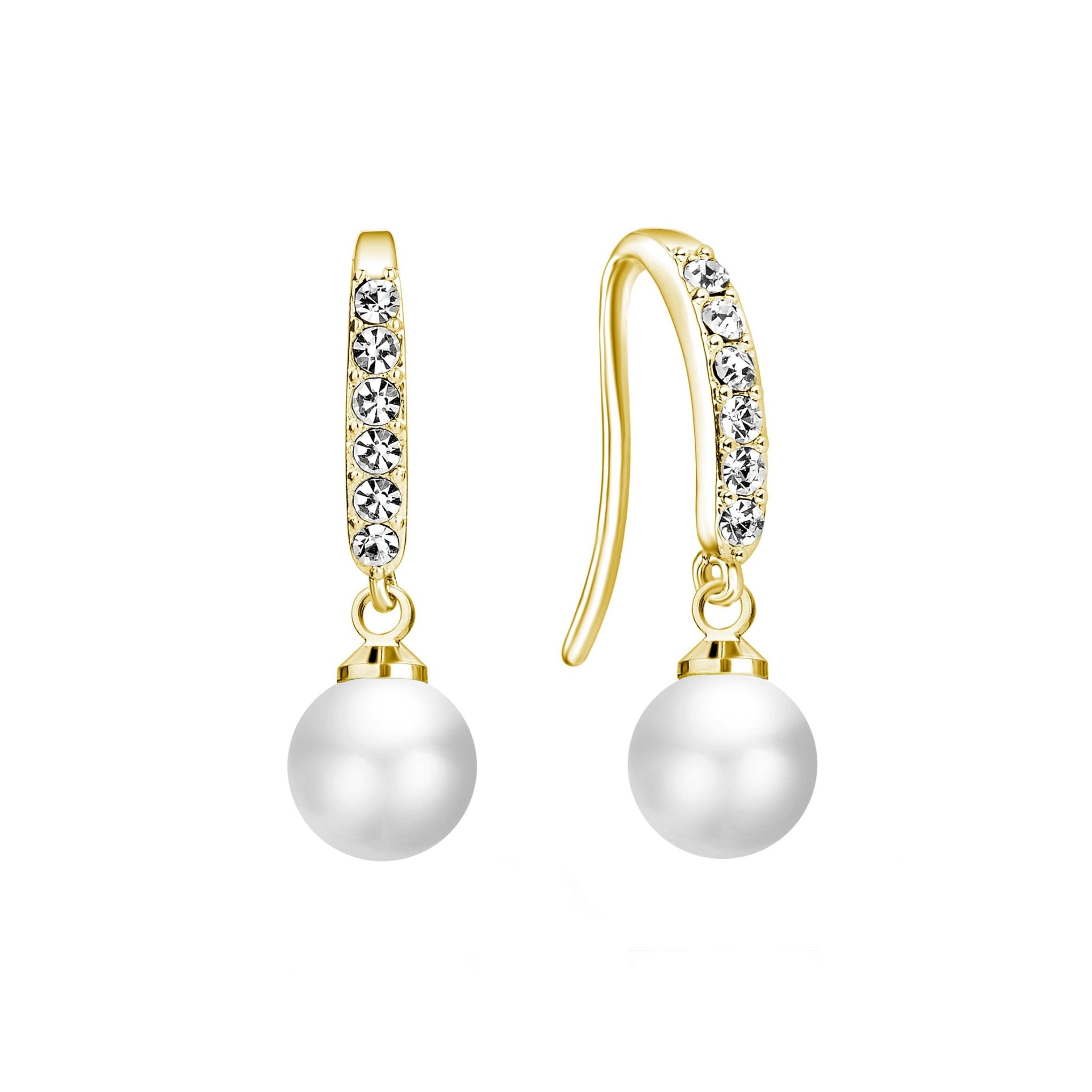 Gold Plated I Couldn't Say I Do Without You Pearl Drop Earrings Created with Zircondia® Crystals