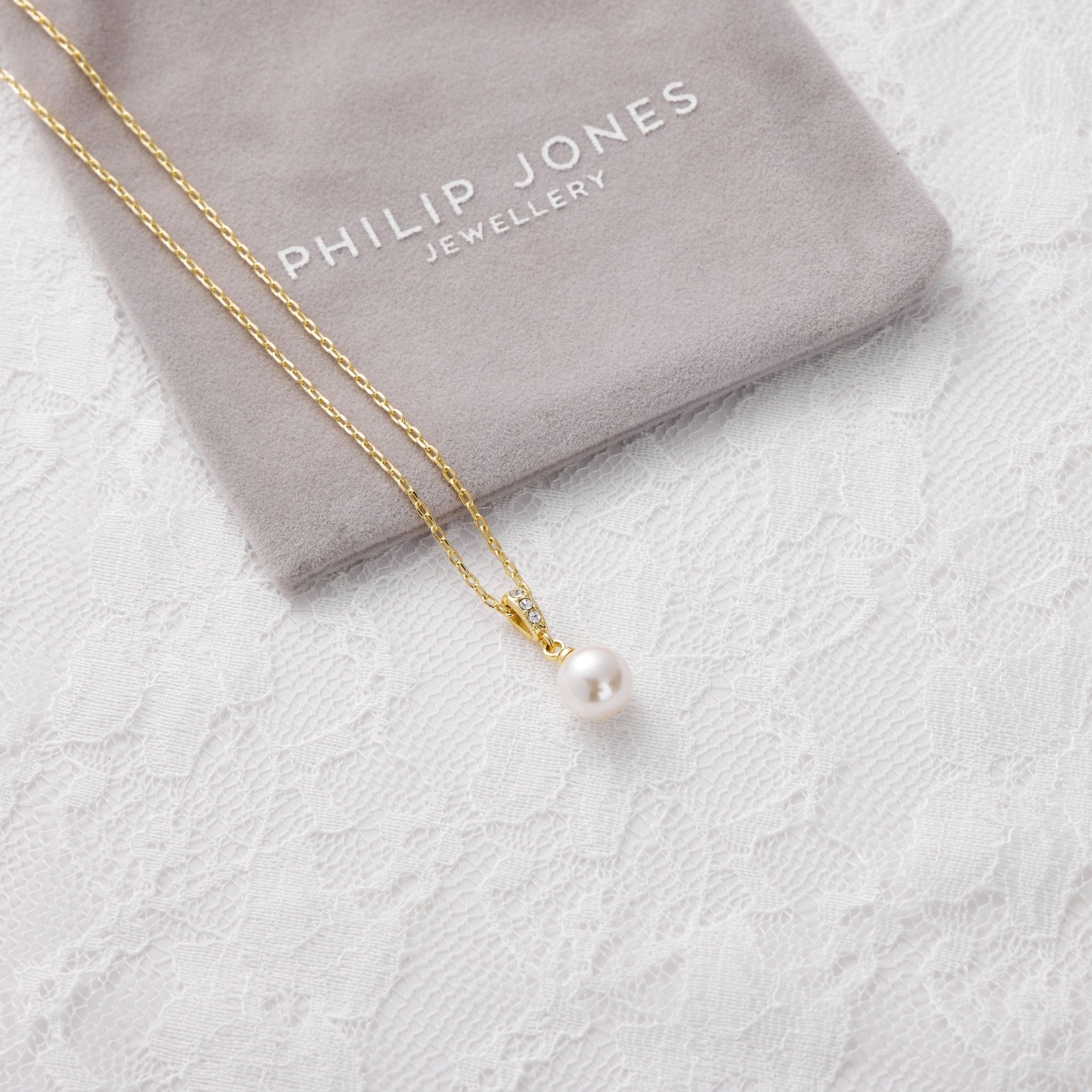 Gold Plated I Couldn't Say I Do Without You Pearl Drop Wedding Necklace Created with Zircondia® Crystals