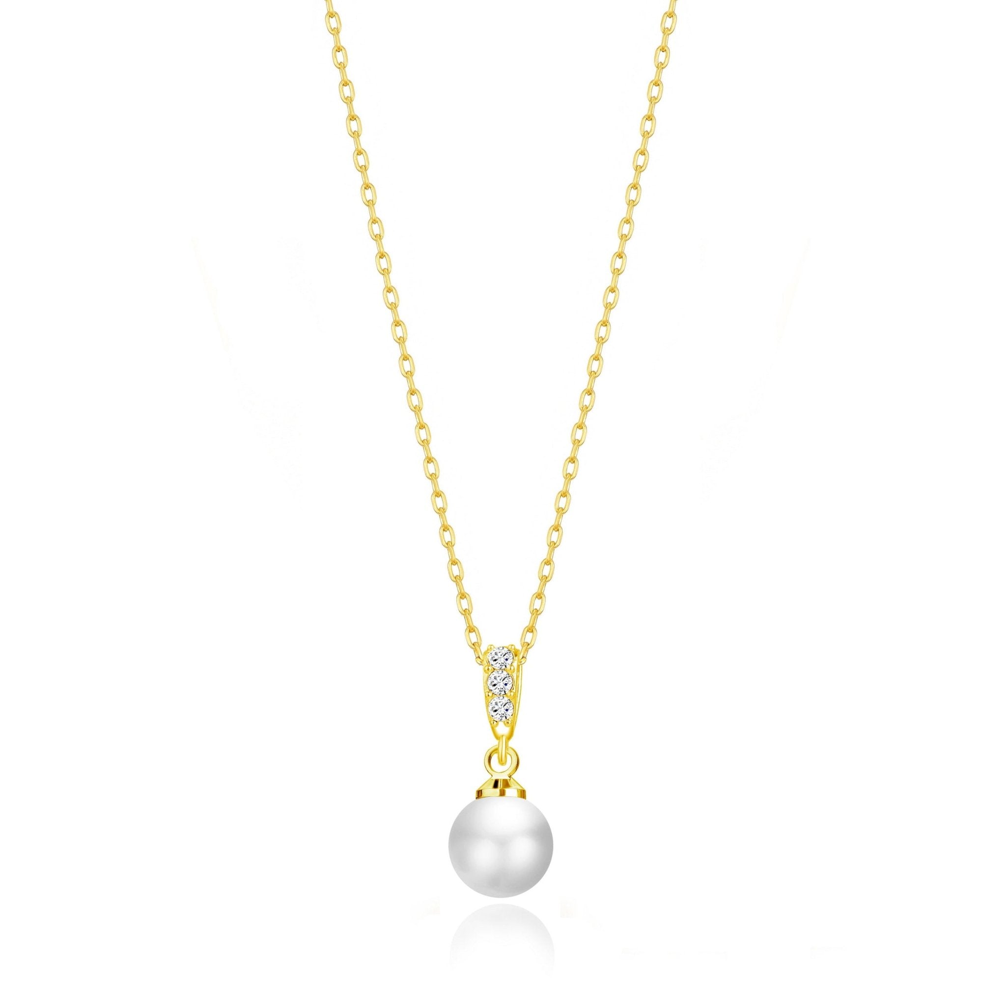 Gold Plated I Couldn't Say I Do Without You Pearl Drop Wedding Necklace Created with Zircondia® Crystals