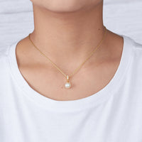 Gold Plated Pearl Drop Necklace Created with Zircondia® Crystals