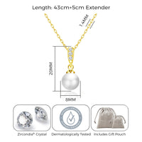 Gold Plated Pearl Drop Necklace Created with Zircondia® Crystals