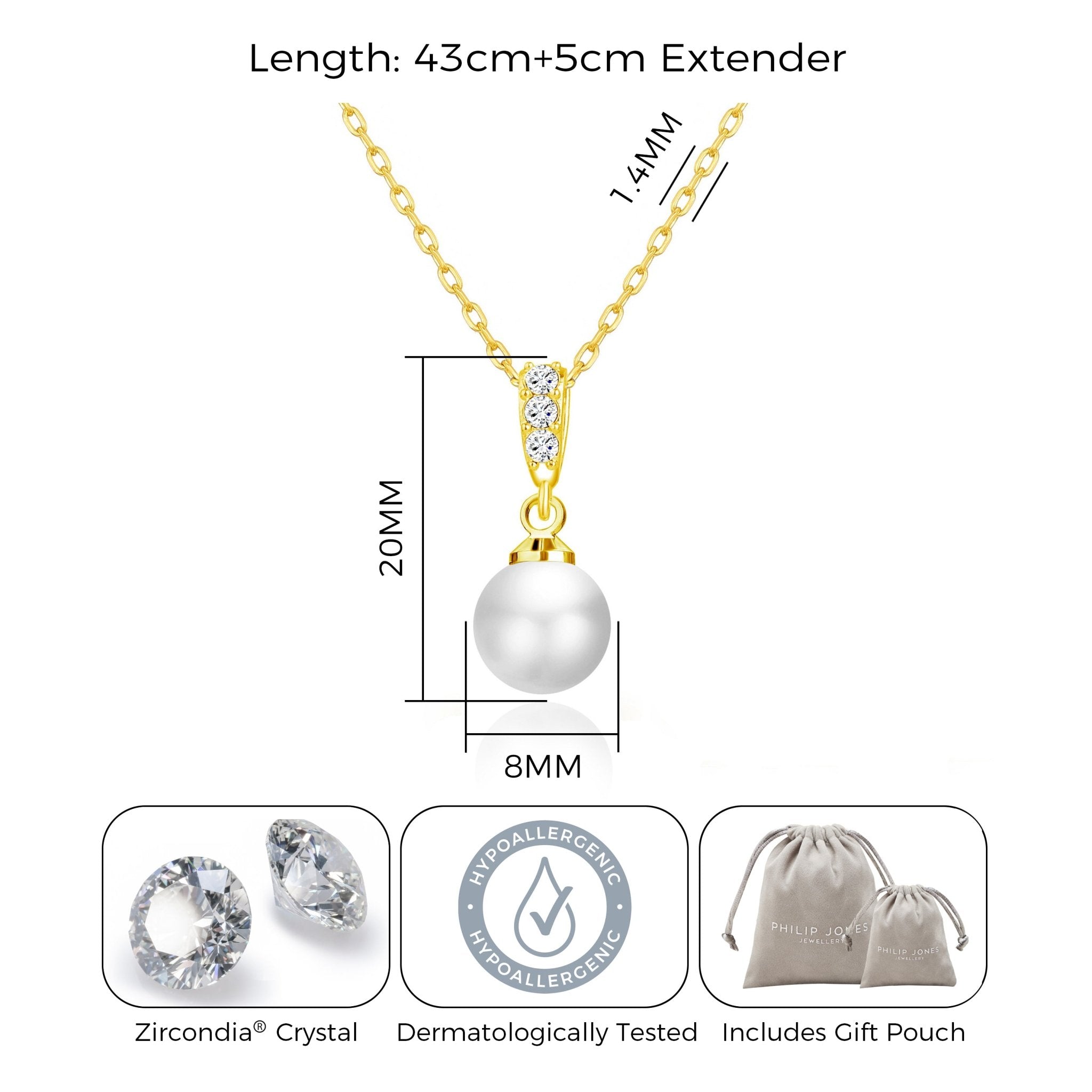 Gold Plated I Couldn't Say I Do Without You Pearl Drop Wedding Necklace Created with Zircondia® Crystals