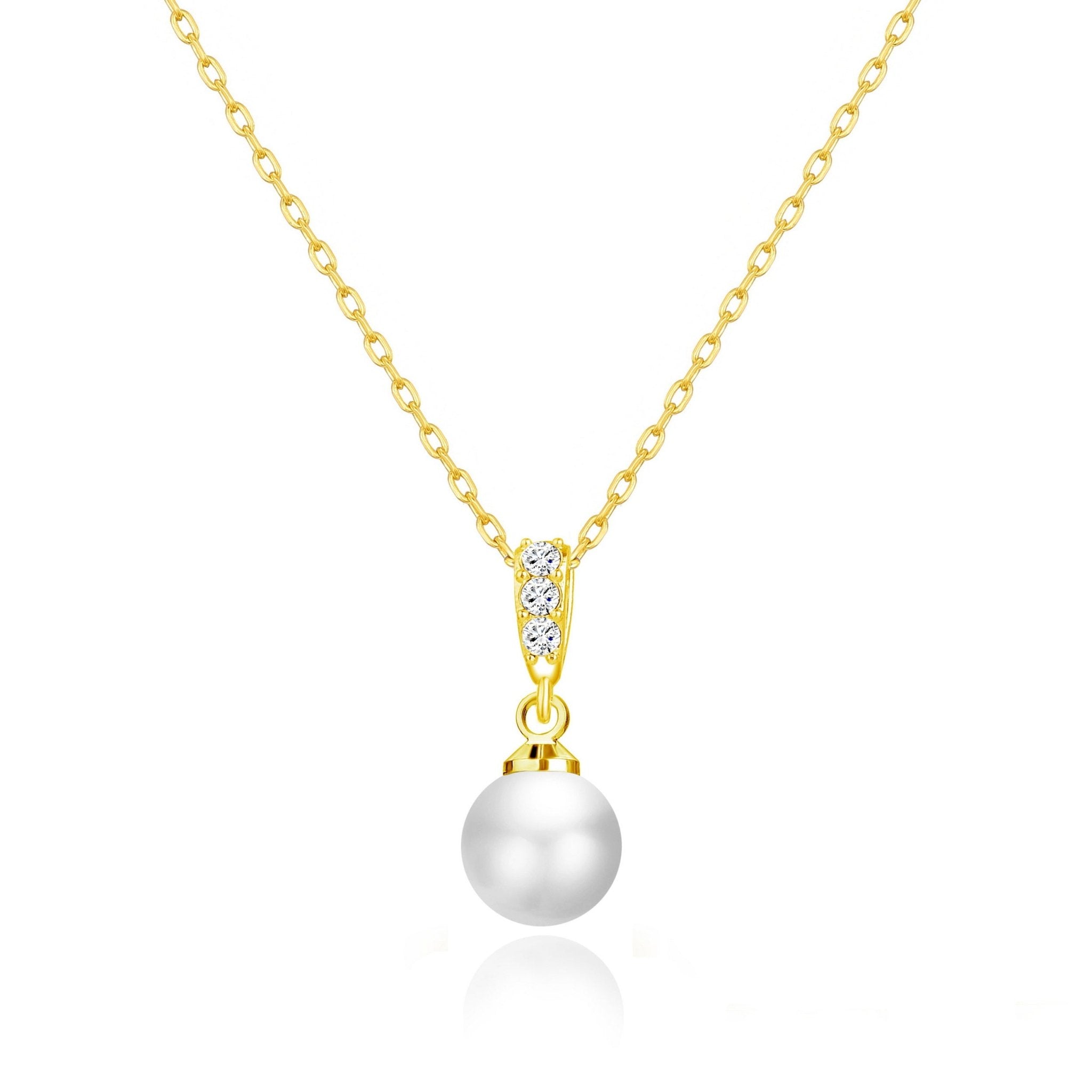 Gold Plated I Couldn't Say I Do Without You Pearl Drop Wedding Necklace Created with Zircondia® Crystals