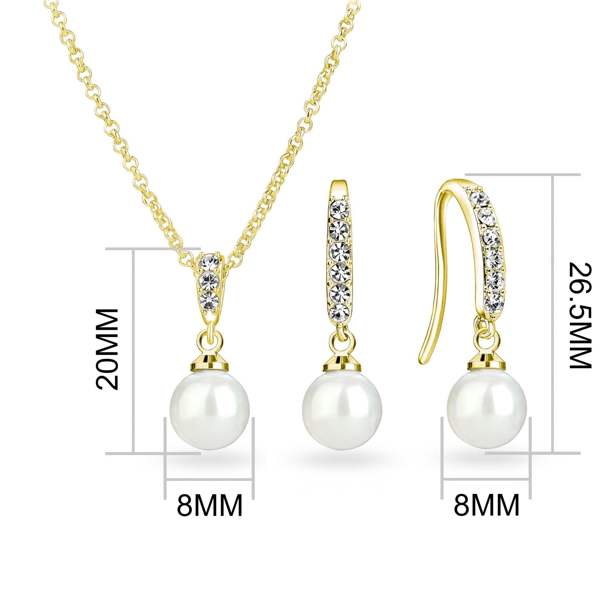 Gold Plated I Couldn't Say I Do Without You Pearl Drop Set Created with Zircondia® Crystals