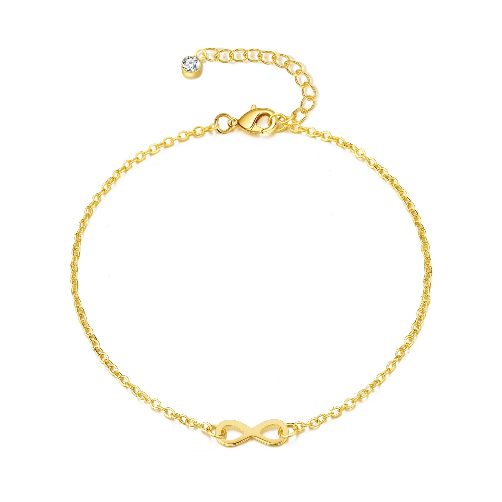 Gold Plated Infinity Anklet Created with Zircondia® Crystals