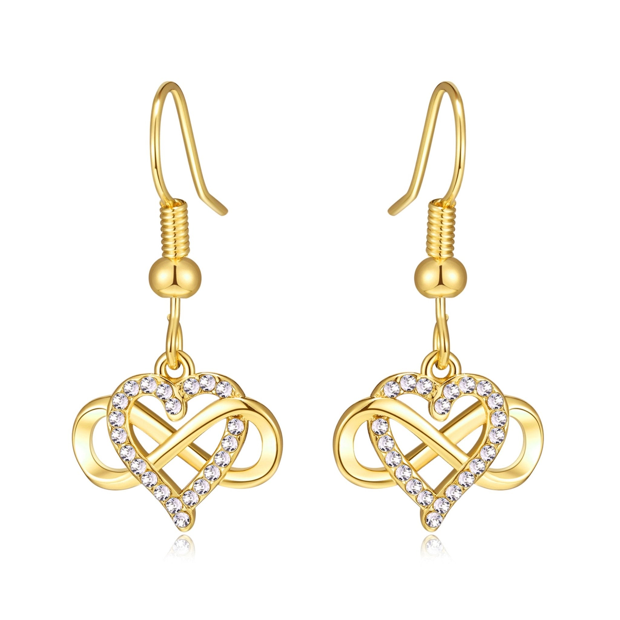 Gold Plated Infinity Heart Drop Earrings Created with Zircondia® Crystals