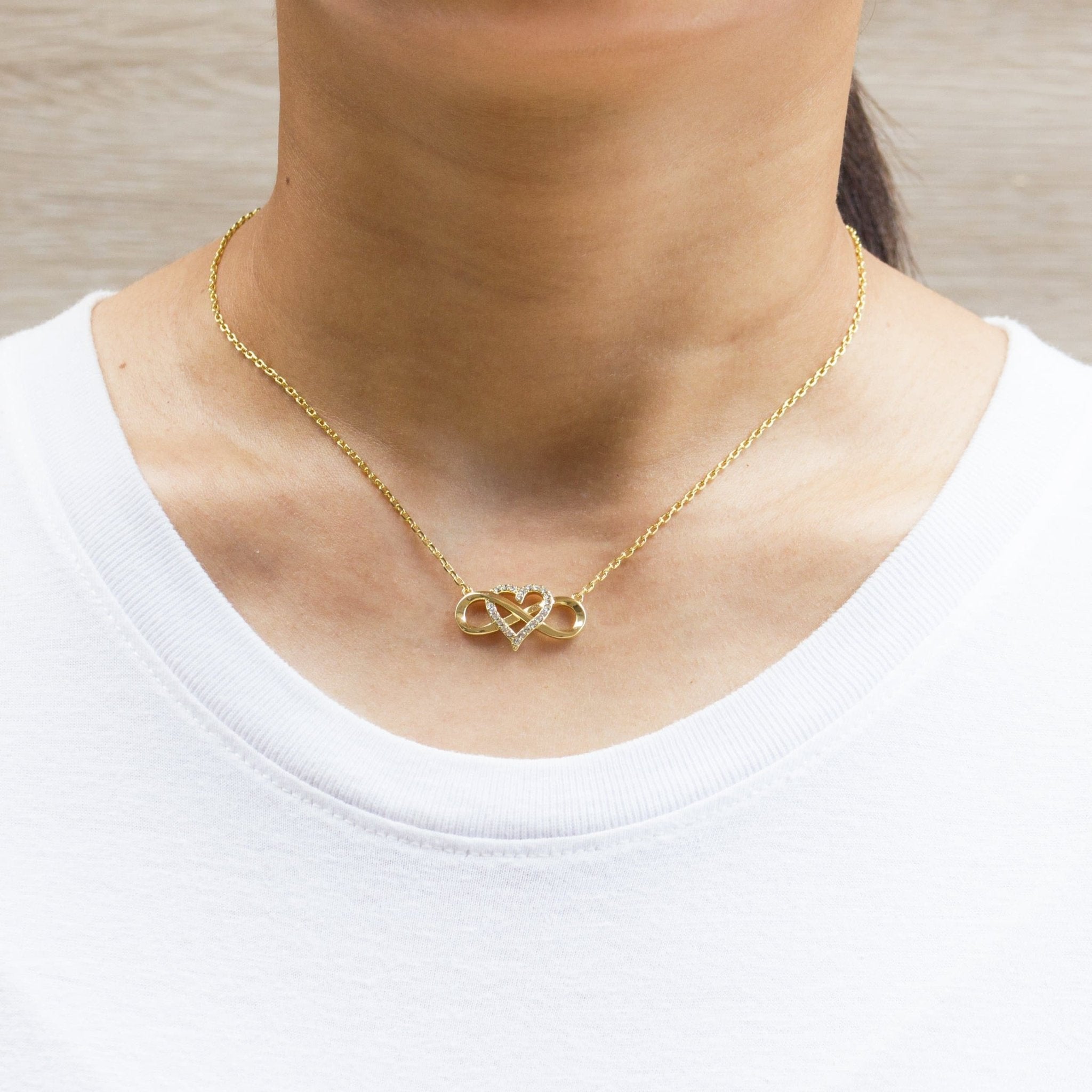 Gold Plated Infinity Heart Necklace Created with Zircondia® Crystals