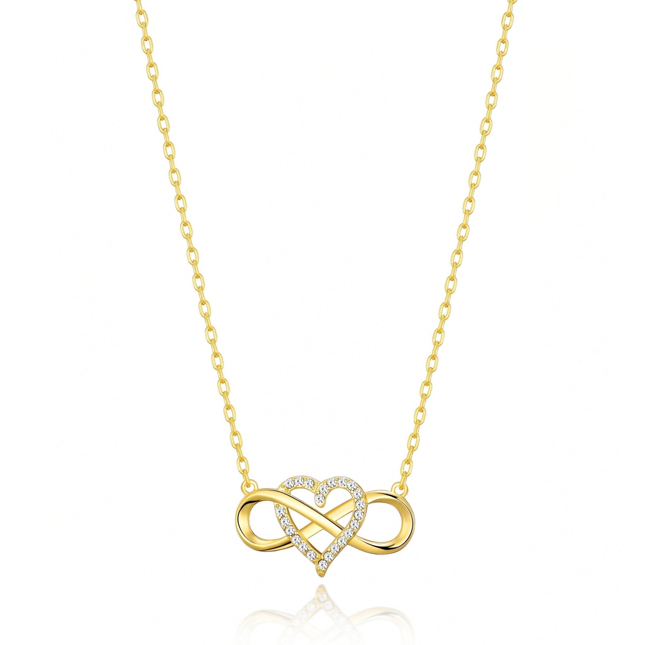 Gold Plated Infinity Heart Necklace Created with Zircondia® Crystals