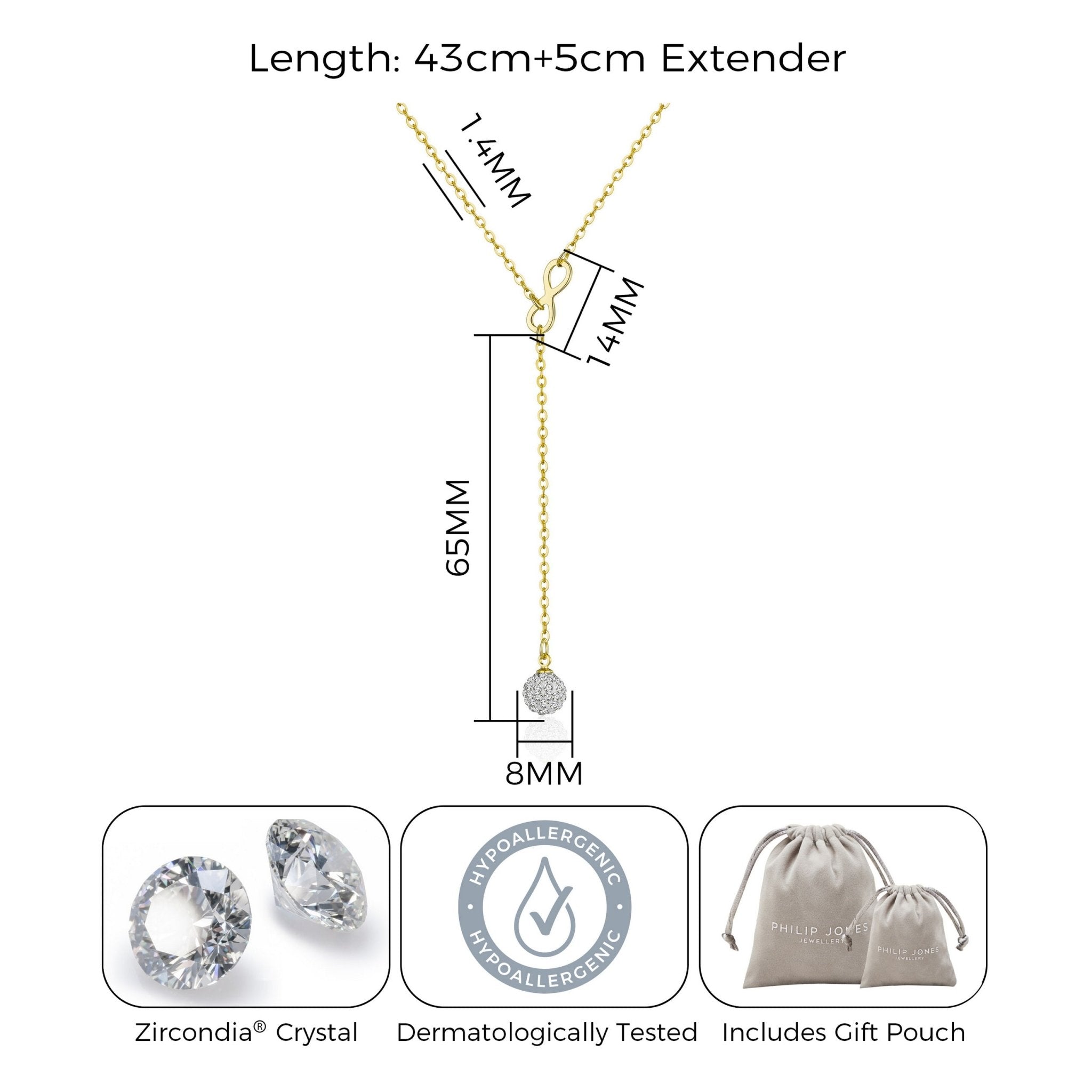 Gold Plated Infinity Lariat Necklace Created with Zircondia® Crystals