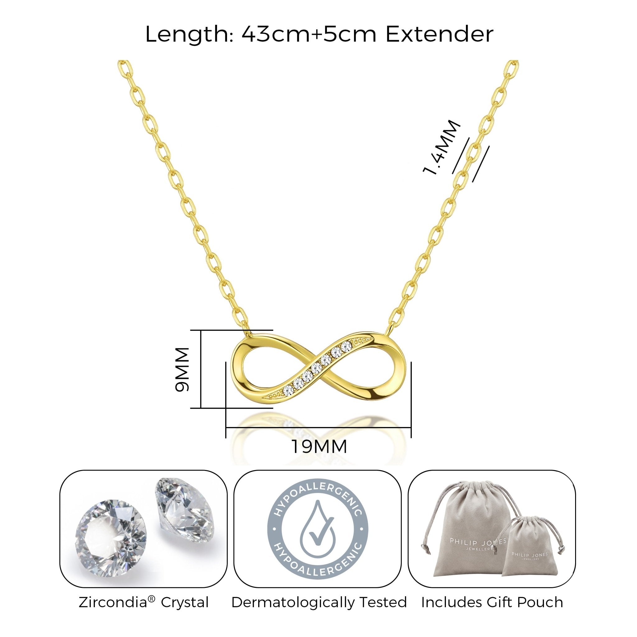 Gold Plated Infinity Pendant Necklace Created with Zircondia® Crystals