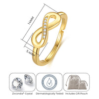 Gold Plated Infinity Ring Created with Zircondia® Crystals