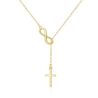 Gold Plated Infinity with Cross Lariat Necklace