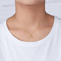 Gold Plated Initial Necklace Letter A Created with Zircondia® Crystals