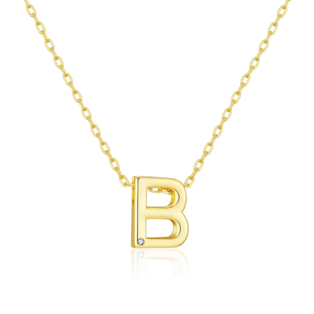 Gold Plated Initial Necklace Letter B Created with Zircondia® Crystals
