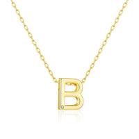 Gold Plated Initial Necklace Letter B Created with Zircondia® Crystals