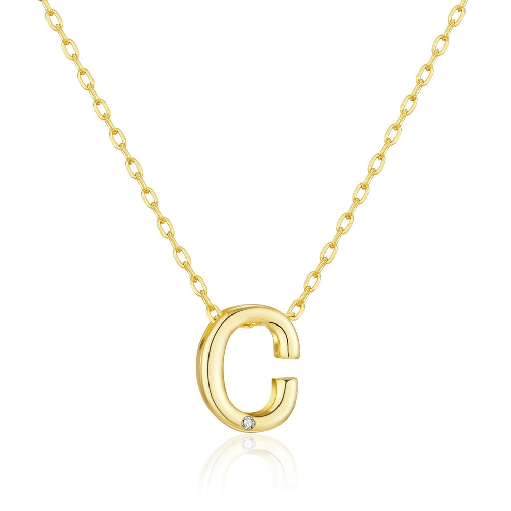 Gold Plated Initial Necklace Letter C Created with Zircondia® Crystals