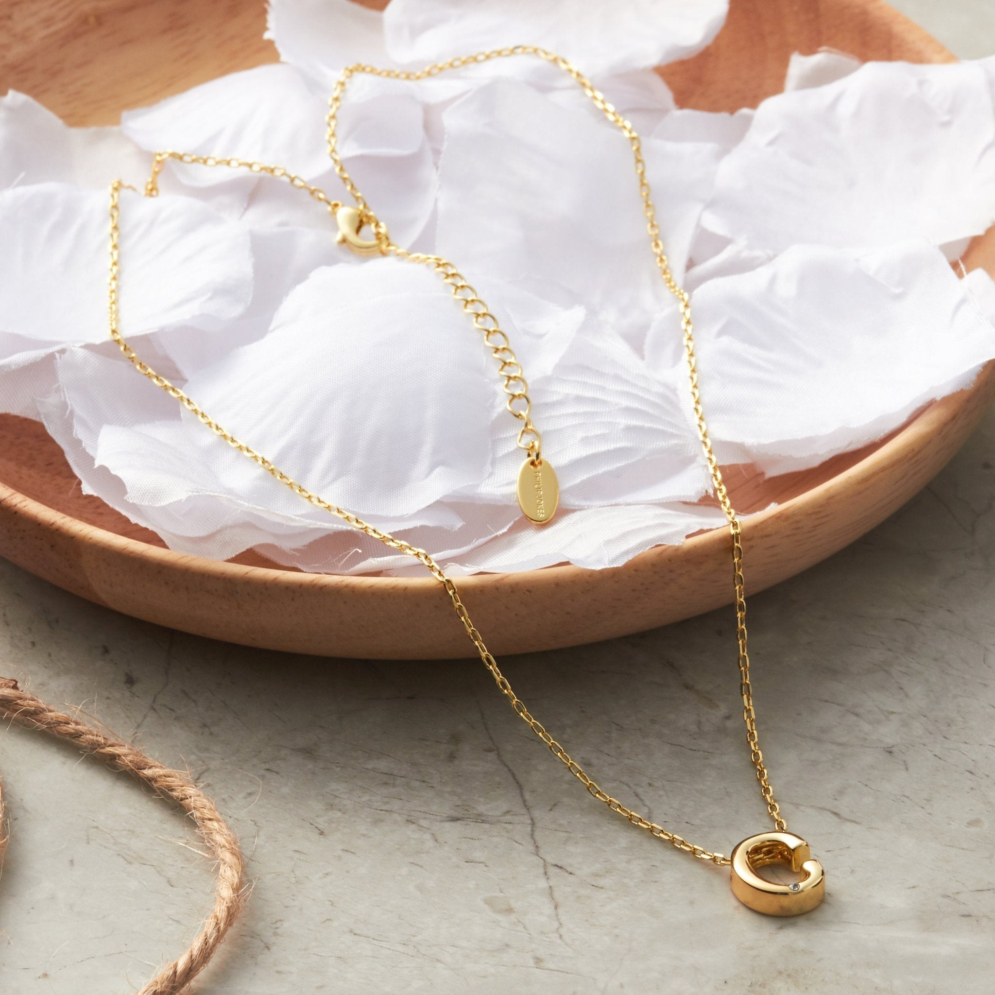 Gold Plated Initial Necklace Letter C Created with Zircondia® Crystals