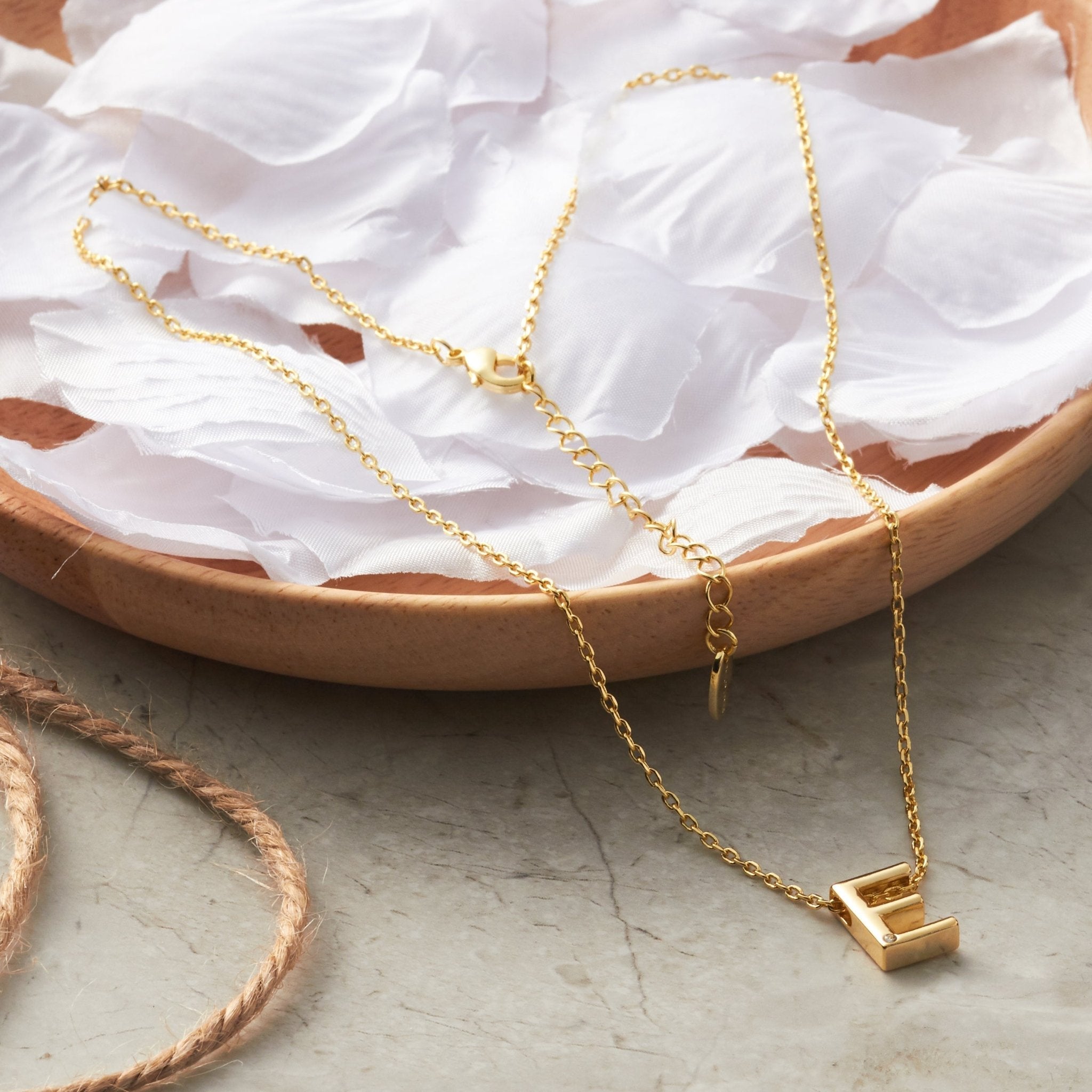 Gold Plated Initial Necklace Letter E Created with Zircondia® Crystals