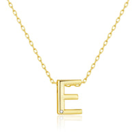 Gold Plated Initial Necklace Letter E Created with Zircondia® Crystals