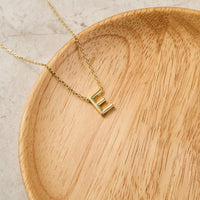 Gold Plated Initial Necklace Letter E Created with Zircondia® Crystals