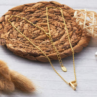 Gold Plated Initial Necklace Letter F Created with Zircondia® Crystals