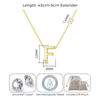 Gold Plated Initial Necklace Letter F Created with Zircondia® Crystals