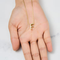 Gold Plated Initial Necklace Letter F Created with Zircondia® Crystals