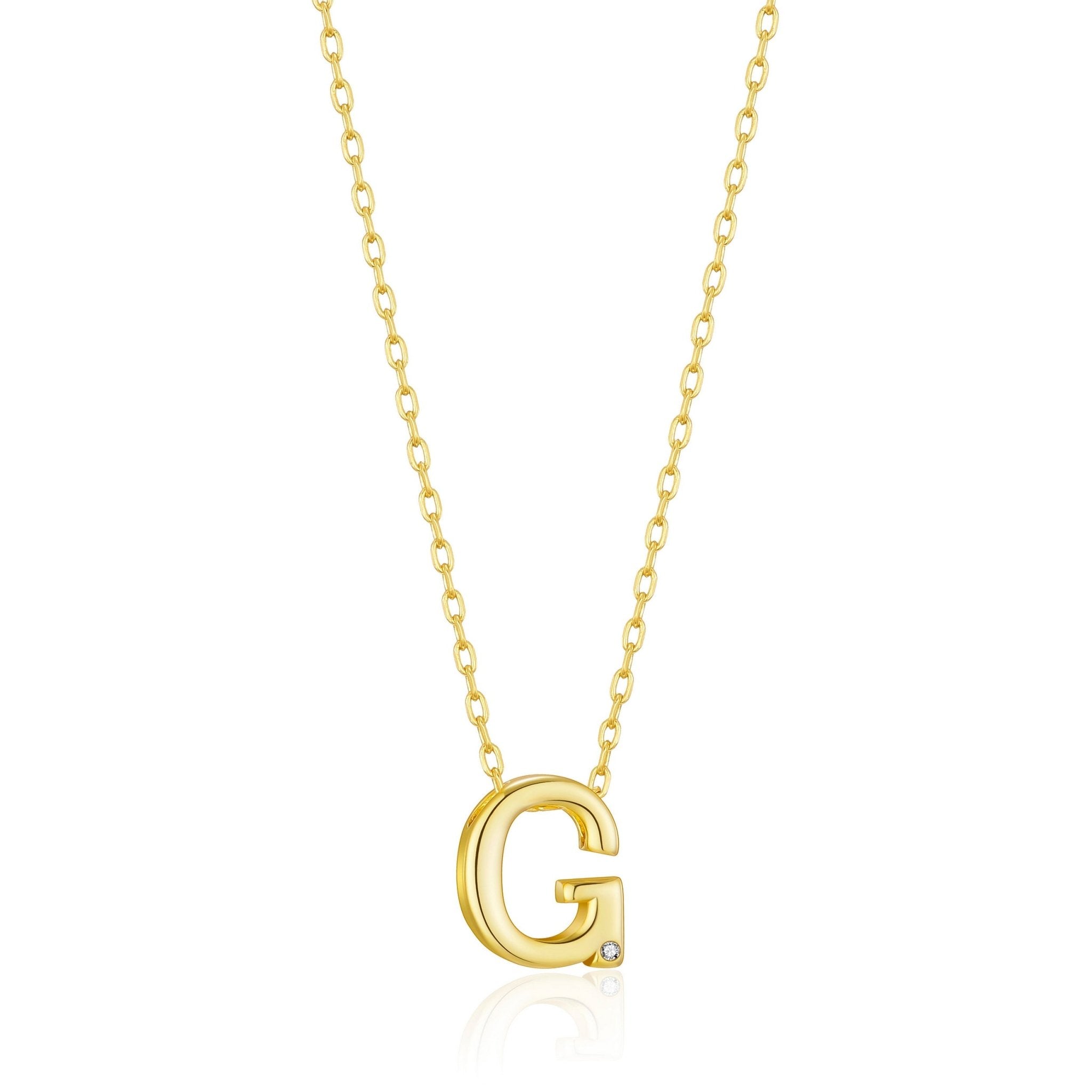 Gold Plated Initial Necklace Letter G Created with Zircondia® Crystals