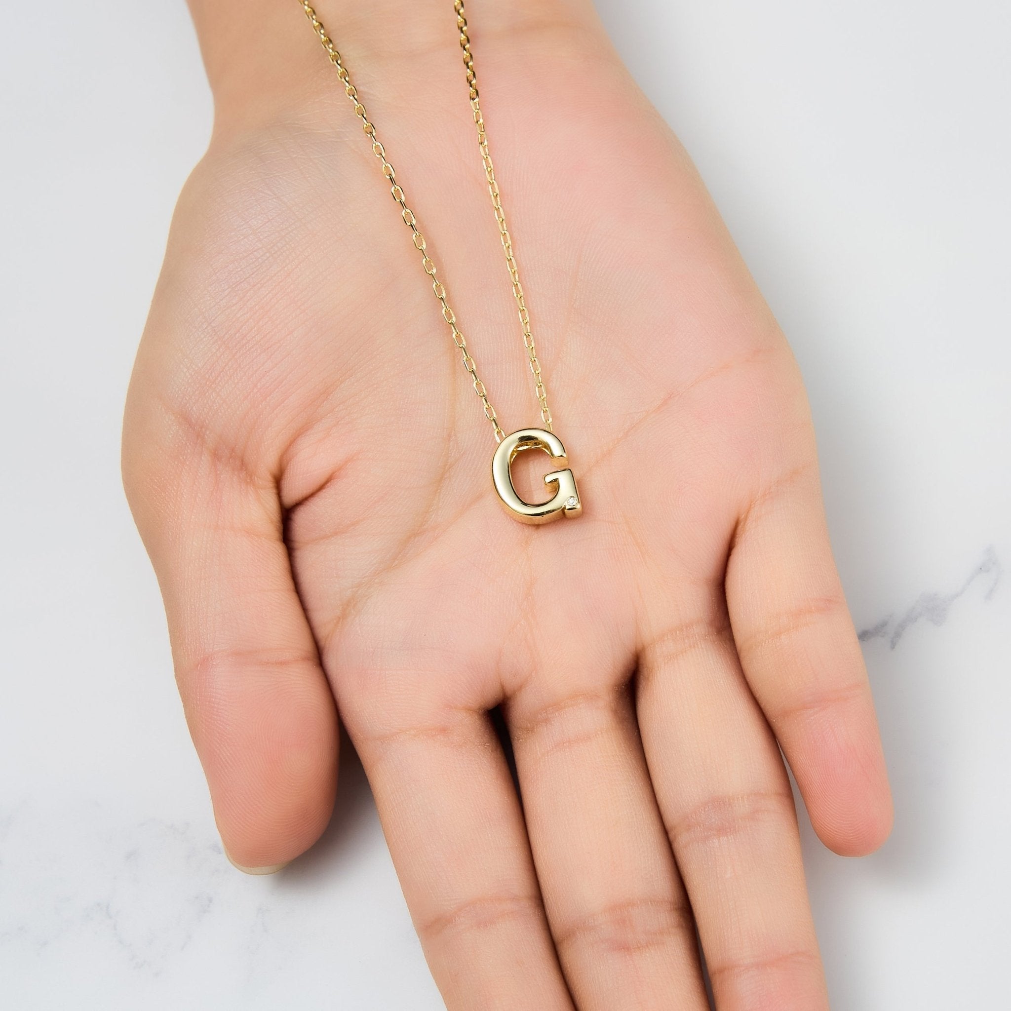 Gold Plated Initial Necklace Letter G Created with Zircondia® Crystals