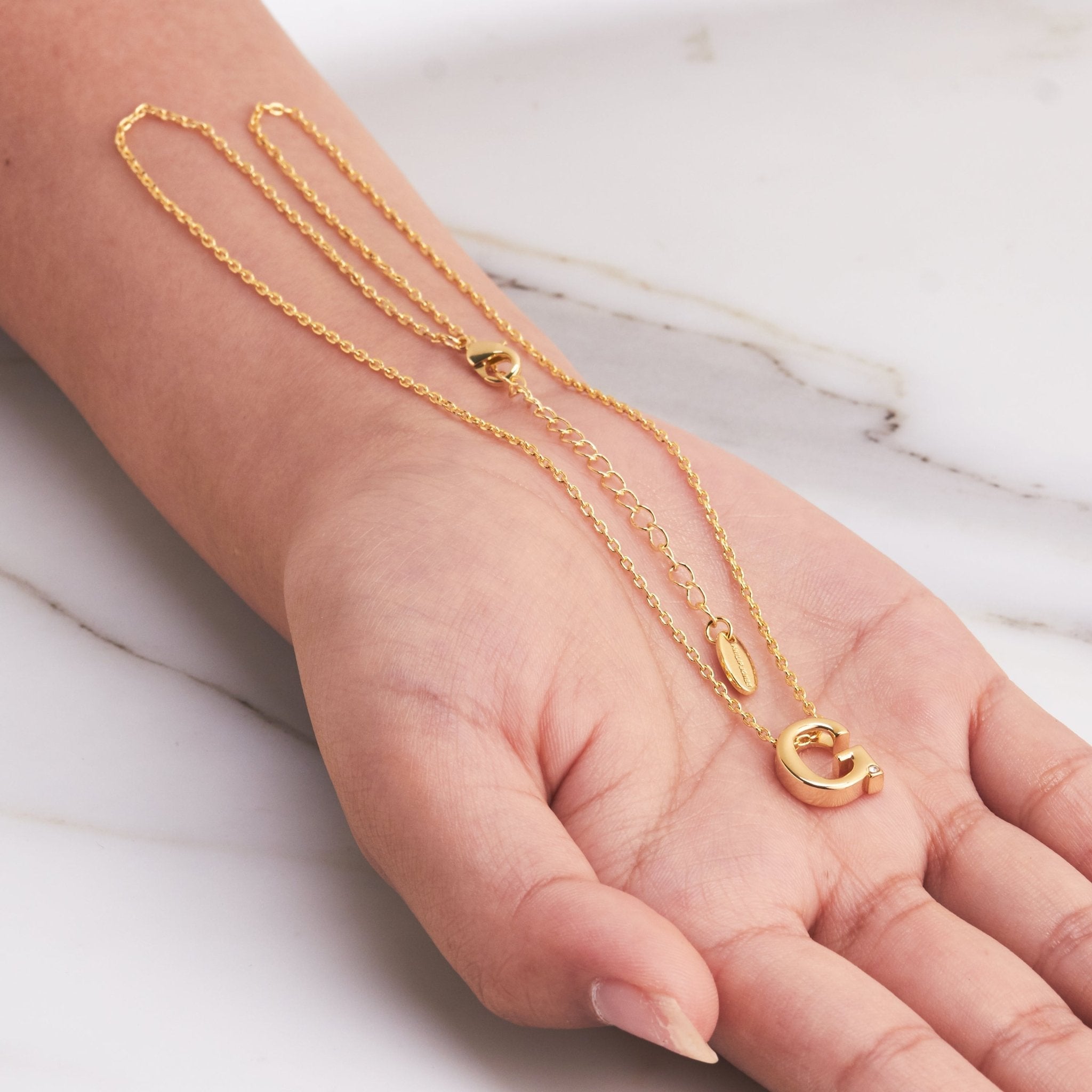 Gold Plated Initial Necklace Letter G Created with Zircondia® Crystals